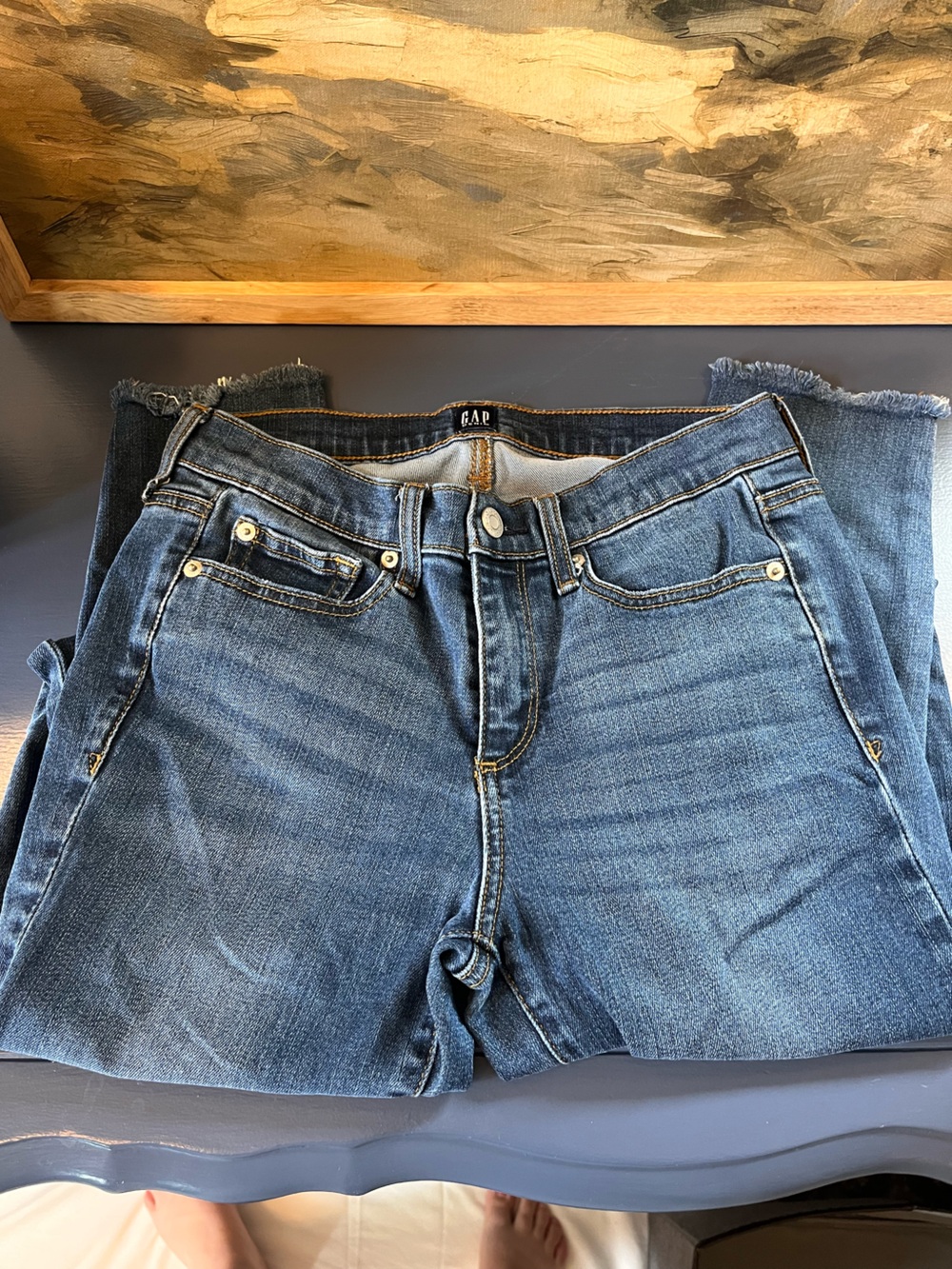 GAP 1969 Always Skinny Jeans Medium Wash Raw Ankle Hem Denim Size 27